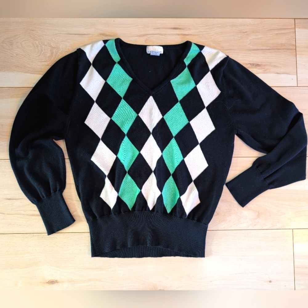 NWOT! k.b. collections(XL) Women's Argyle Sweater- Navy & Green